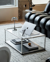 Load image into Gallery viewer, B&T Tempered Glass Sofa Table