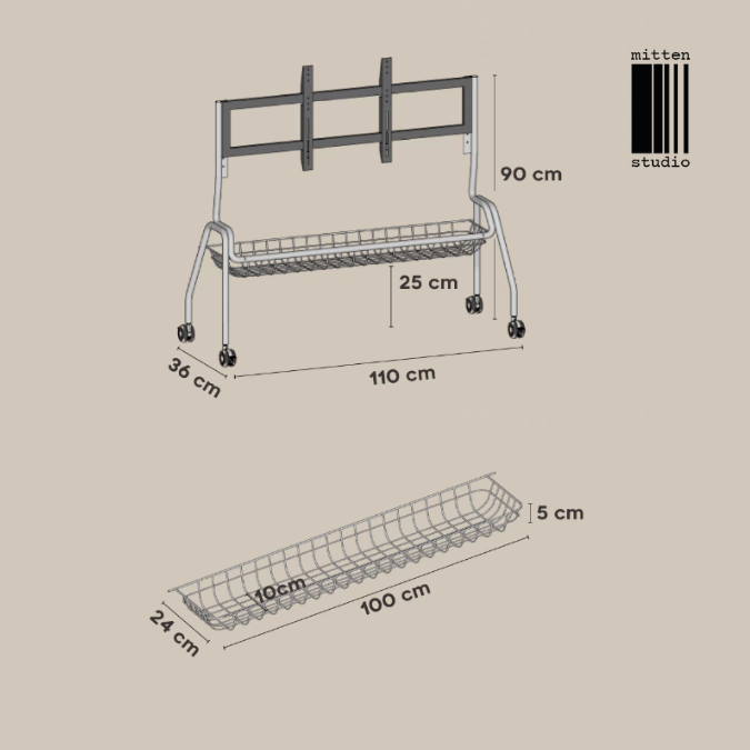 Mitten Steel TV Trolley