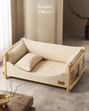 Load image into Gallery viewer, Wooden Pet Linen Sofa
