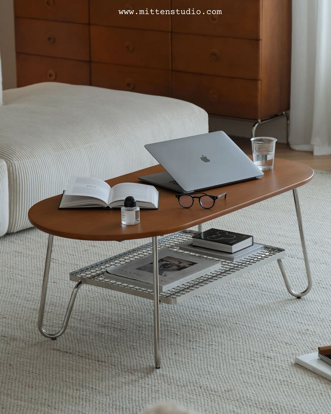 J Steel sofa table