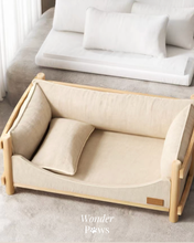 Load image into Gallery viewer, Wooden Pet Linen Sofa
