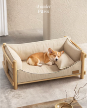 Load image into Gallery viewer, Wooden Pet Linen Sofa
