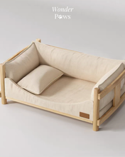 Load image into Gallery viewer, Wooden Pet Linen Sofa
